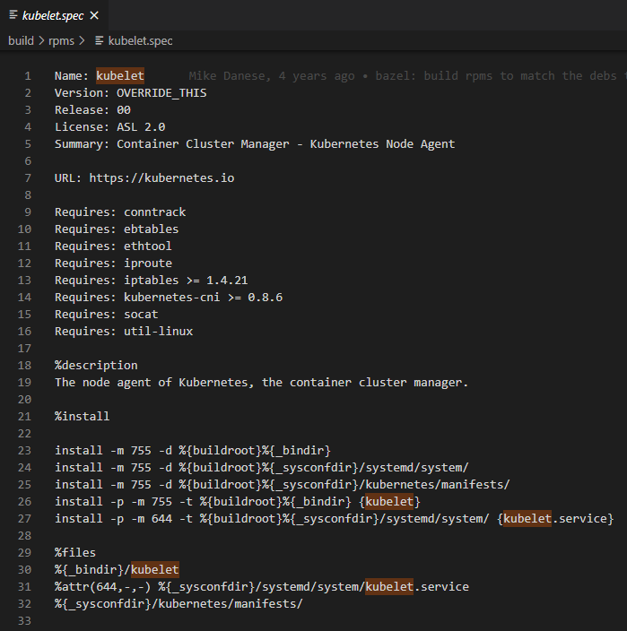 kubelet rpm spec file