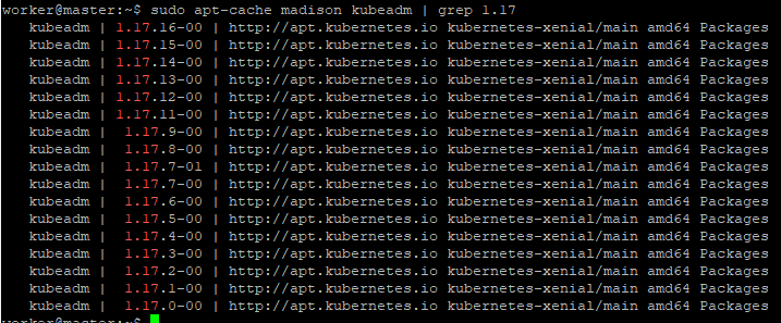 apt-cache madison kubeadm example