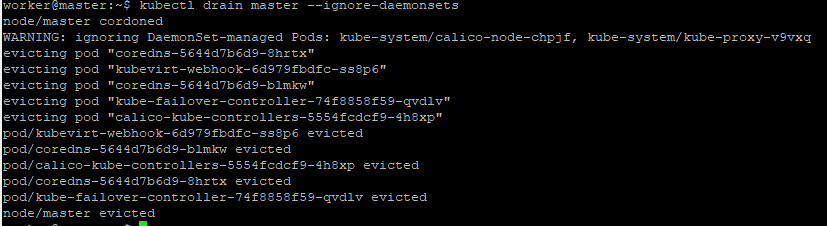 kubectl node drain master node example