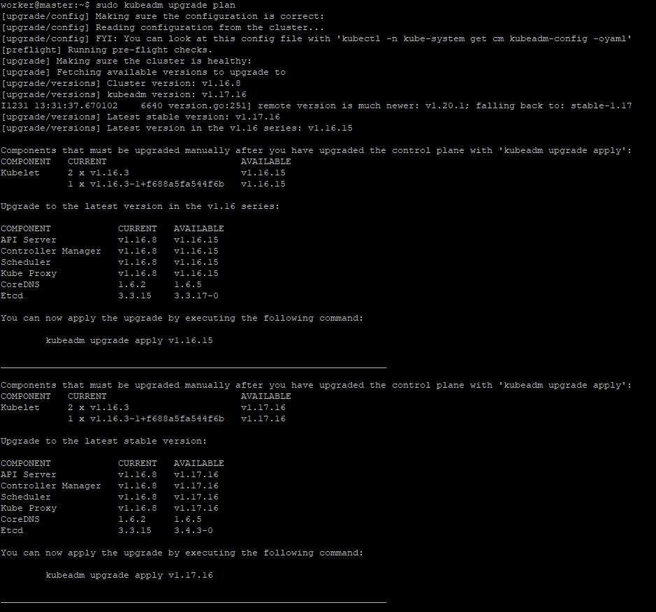 kubeadm upgrade plan example